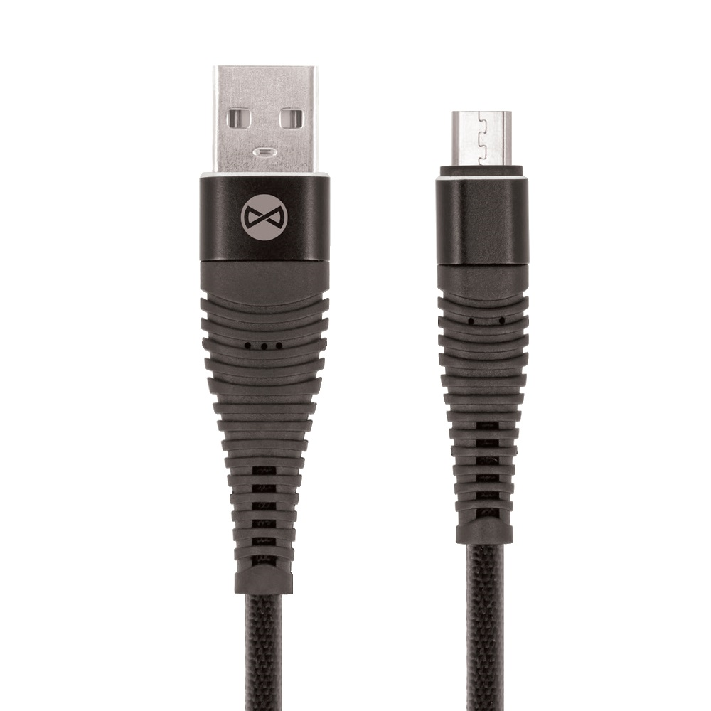 Levně Datový kabel Forever micro USB 1m 2A shark textilní, černá