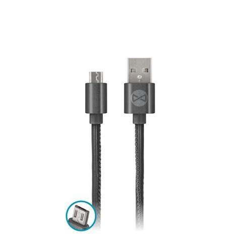 Datový kabel Forever micro USB 1m 2A kožený, černá