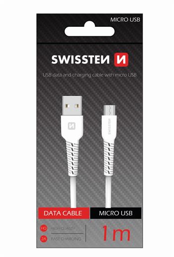 Levně Datový kabel Swissten USB / Micro USB, 1m, bílá