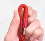 Datový kabel HOCO U78 Cotton treasure, USB-C, plochý, bavlna, 0,8m, červená