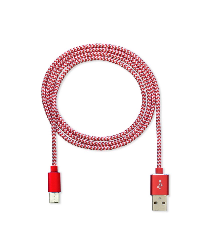 Datový kabel CUBE1 nylon USB > USB-C, 2m, červená