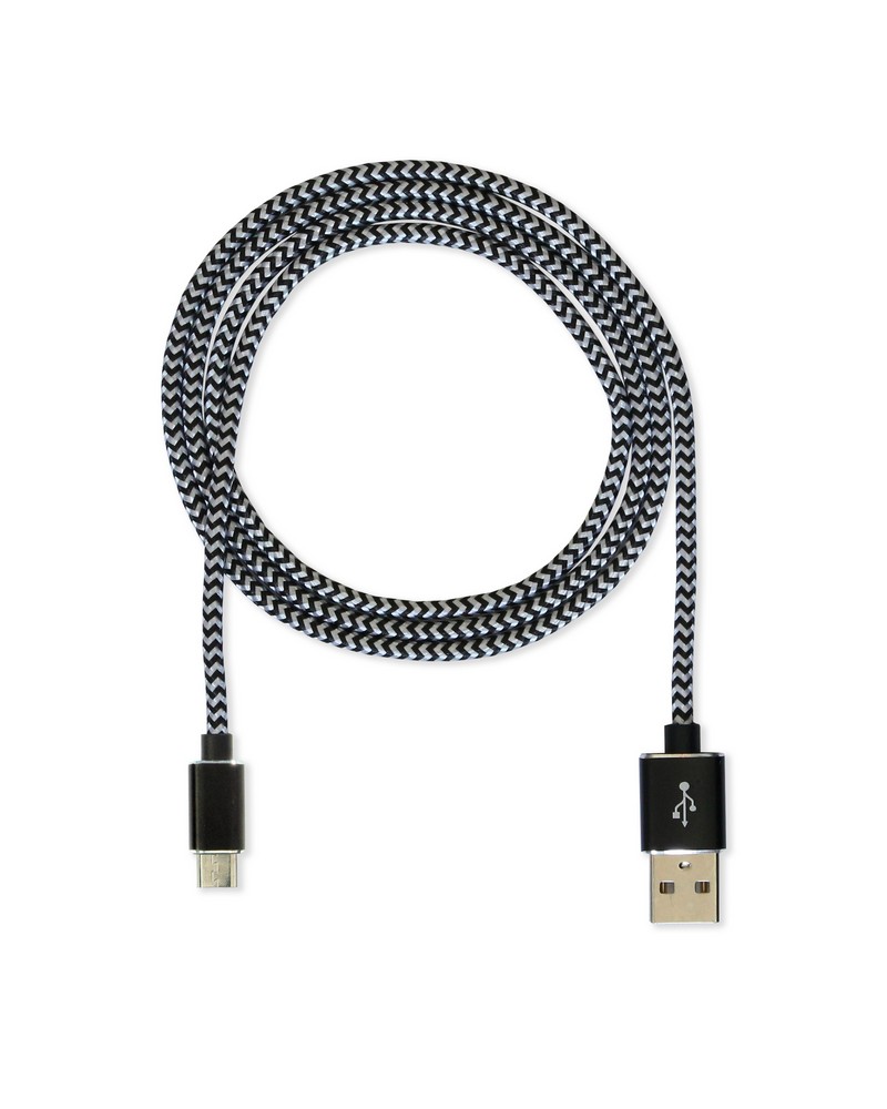 Datový kabel CUBE1 nylon USB > microUSB, 2m, černá