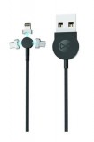 Datový kabel Forever Core 3v1 magnetický micro USB+Lightning+USB-C 1m 2,5A textilní, černá