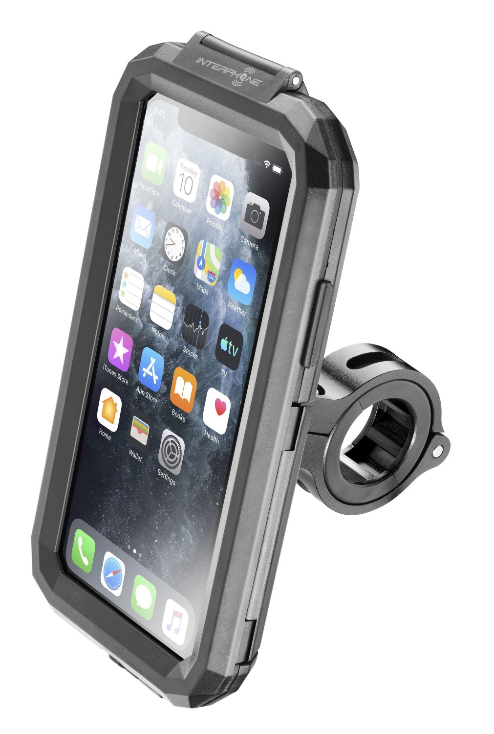 Voděodolné pouzdro Interphone Apple iPhone 11 Pro Max, úchyt na řídítka, černé