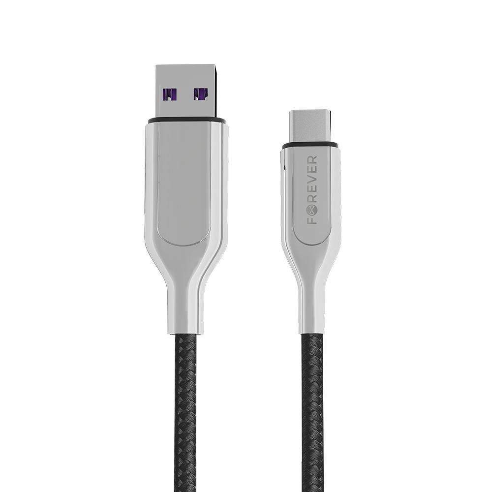 Datový kabel Forever Core USB-C na USB-C PD 1,5m 60W textilní, černá