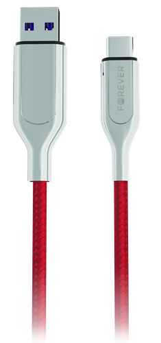 Datový kabel Forever Core USB-C 1m 5A textilní, červená