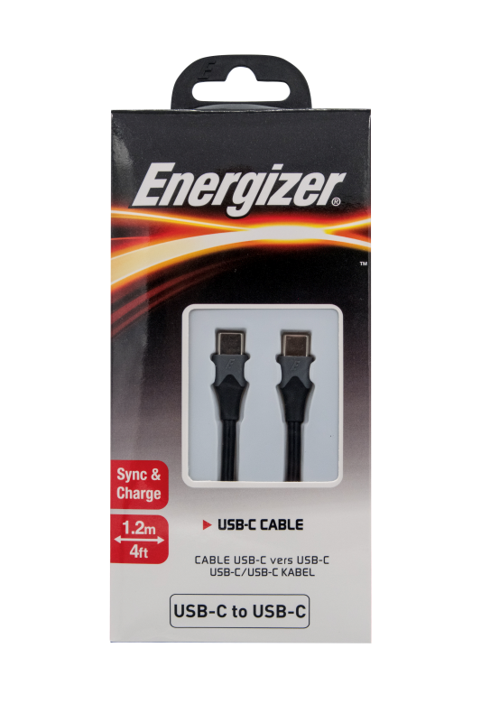 Datový kabel Energizer USB-C na USB-C 1,2m 2,4A silikonový, černá