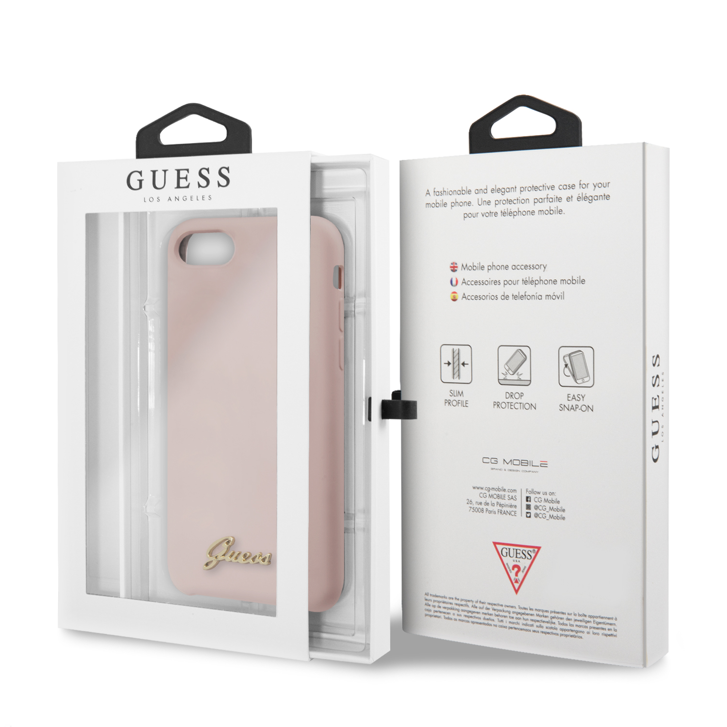 Guess Retro silikonový kryt GUHCI8LSLMGLP Apple iPhone 8/SE 2020 pink