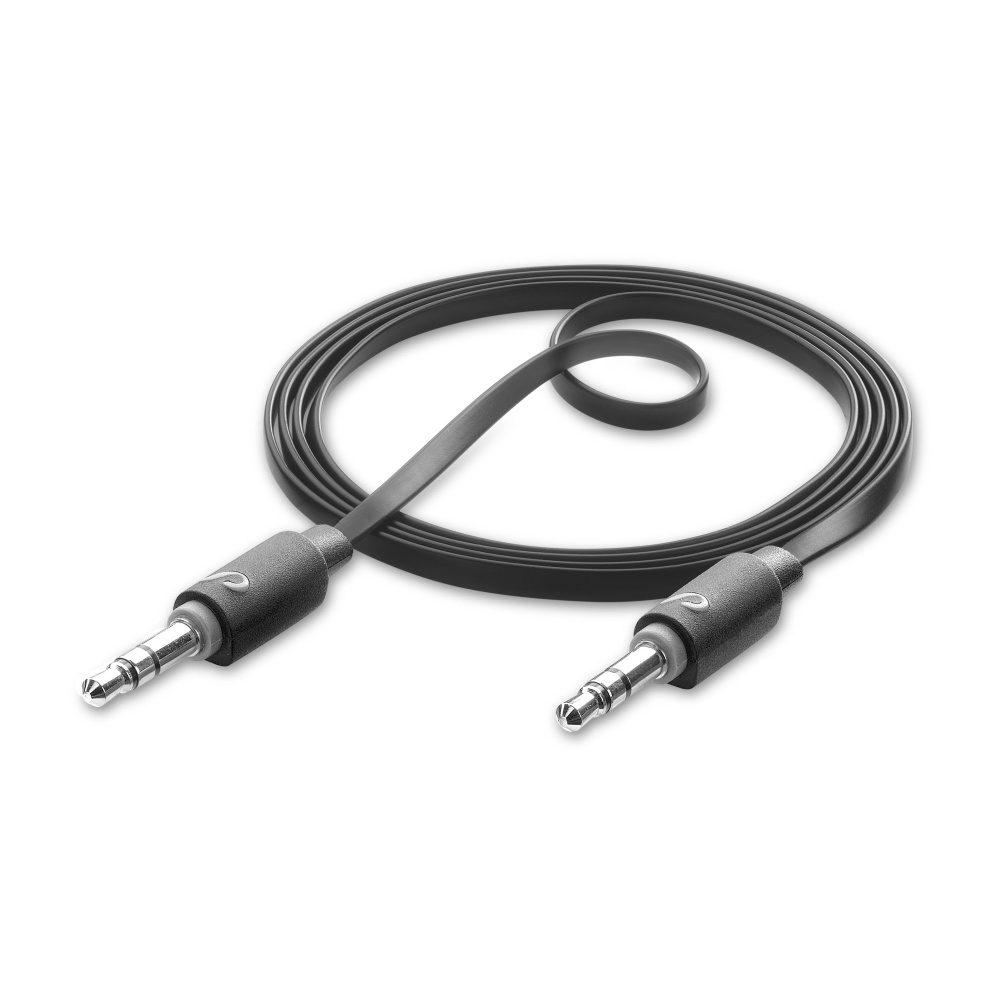Audio kabel CELLULARLINE AUX AUDIO LONG, plochý, 2x 3,5mm jack, 2m, černý
