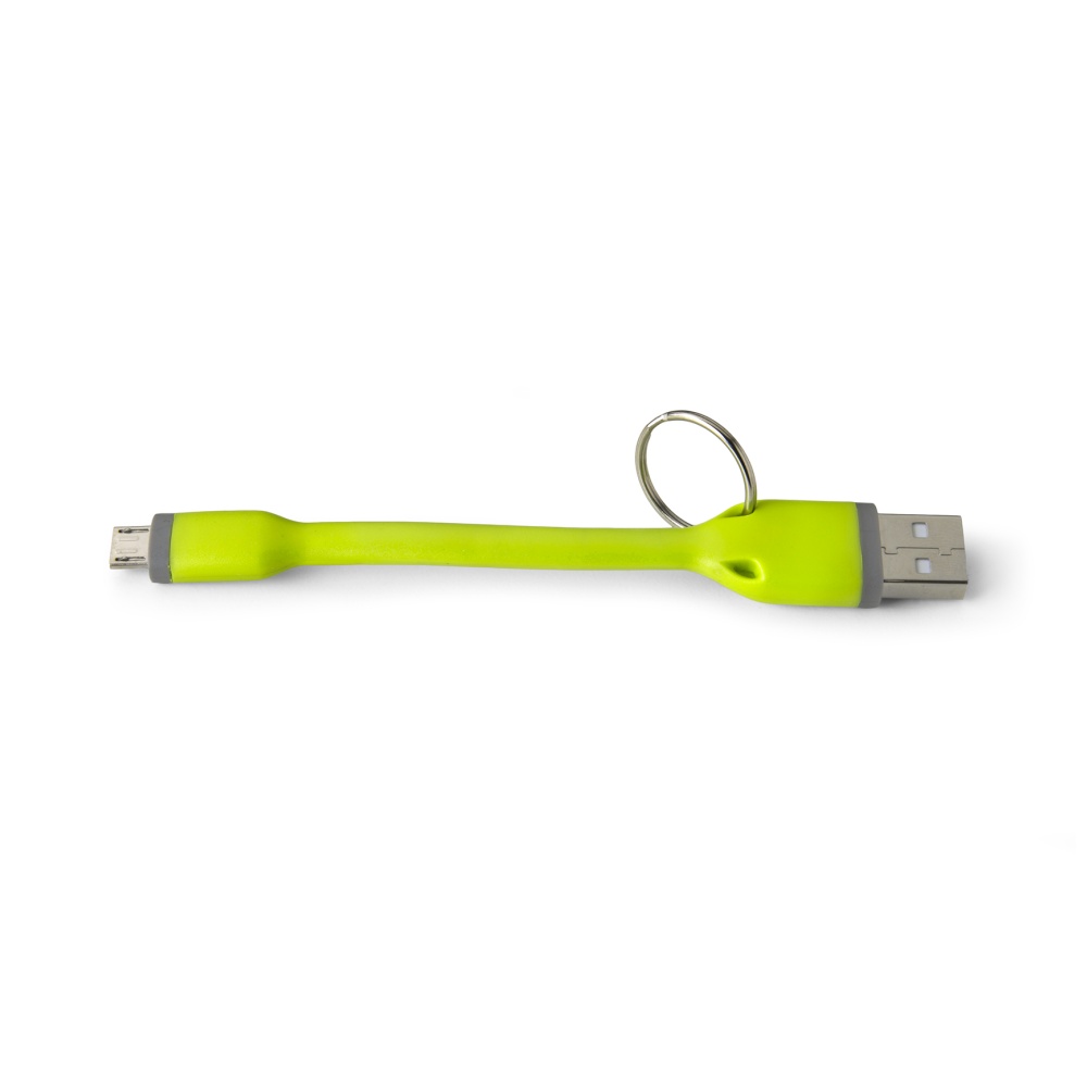 Přívěšek na klíče CELLY USB kabel s microUSB konektorem, 12 cm, zelený