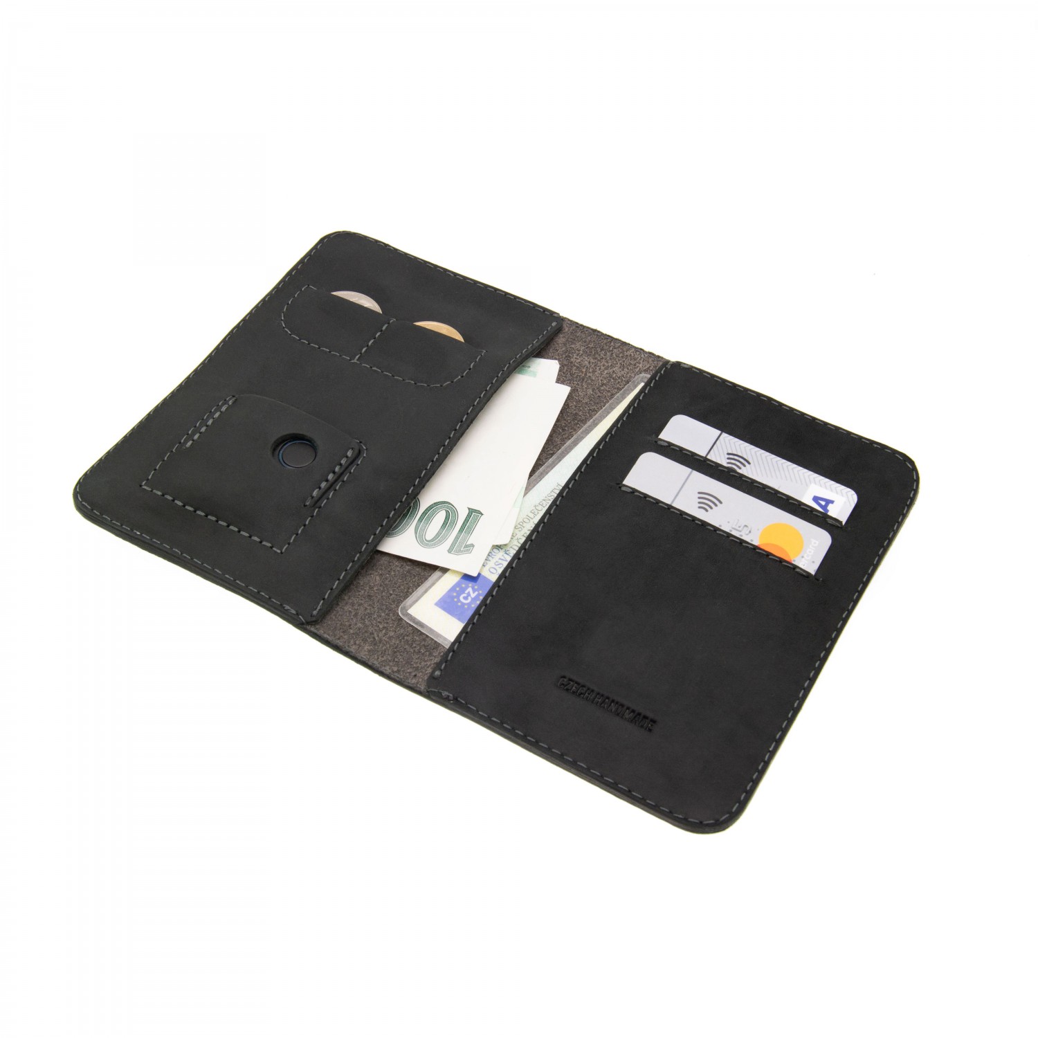 Kožená peněženka FIXED Smile Wallet XL se smart trackerem, černá
