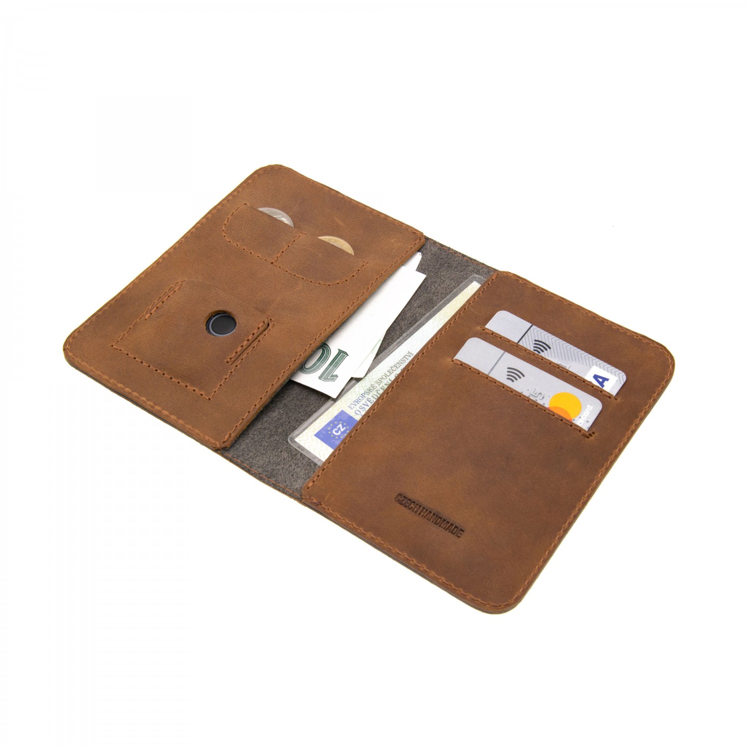 Kožená peněženka FIXED Smile Wallet XL se smart trackerem, hnědá