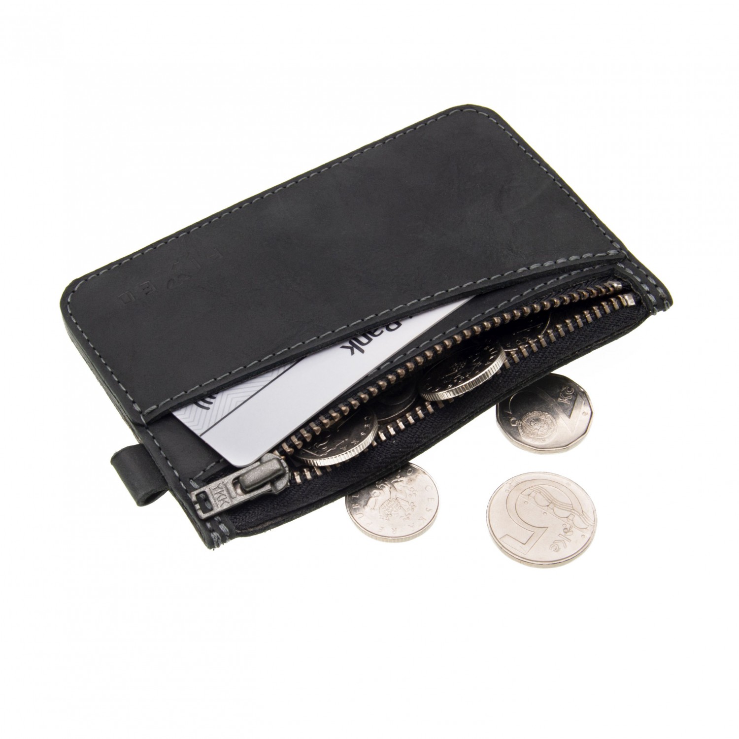 Kožená peněženka FIXED Smile Coins se smart trackerem, černá