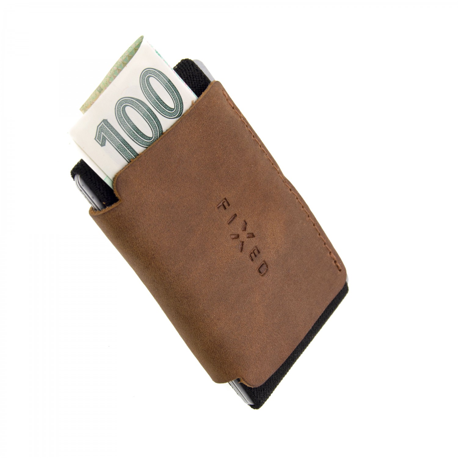 FIXED Tiny Wallet Kožená peněženka z pravé hovězí kůže, hnědá