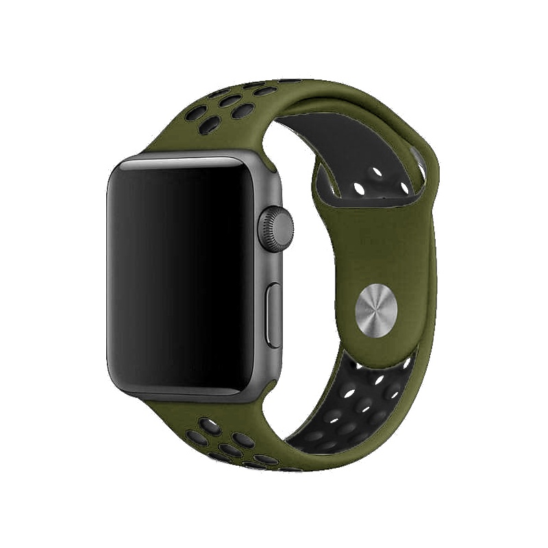 Levně Silikonový řemínek COTEetCI Sports Dot Band pro Apple Watch 42/44mm, tmavě zelená-černá