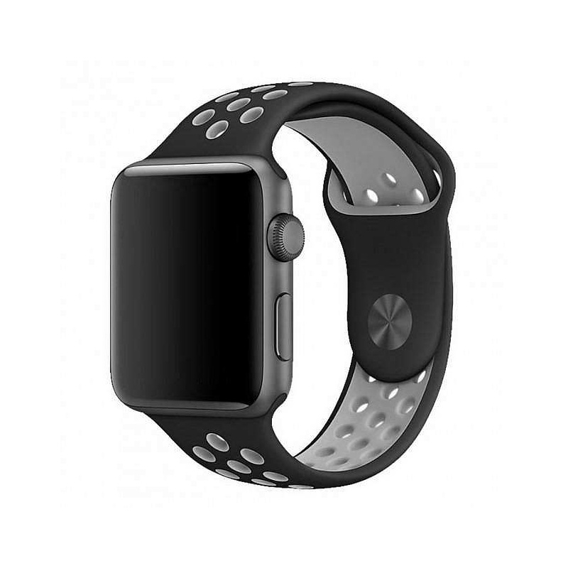 Silikonový řemínek COTEetCI Sports Dot Band pro Apple Watch 42/44mm, černá-šedá