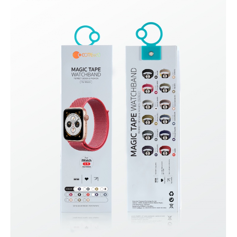 Nylonový řemínek COTEetCI Magic Tape Strap pro Apple Watch 42/44mm, bílá