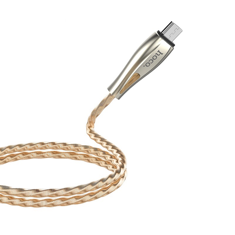 Datový kabel Hoco Metal Armor Charging Data Cable, Micro USB, 1.2m, zlatá