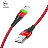 Datový kabel Mcdodo Peacock Series Lightning Data Cable with LED Light, 1.2m, červená