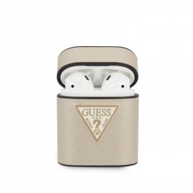 Guess Saffiano pouzdro GUACA2VSATMLLG pro Airpods 1/2 beige 
