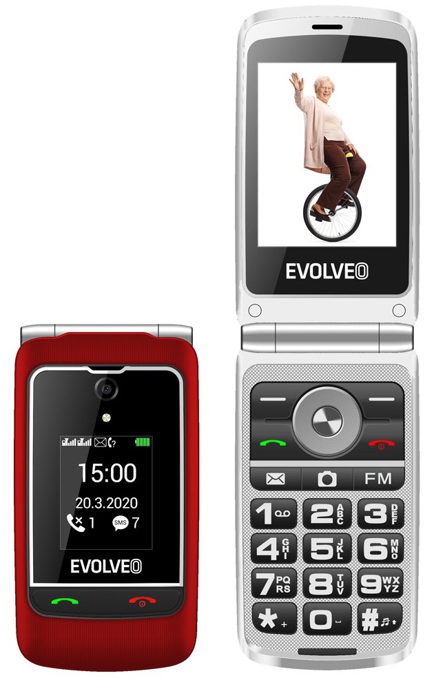 Evolveo EasyPhone FG s nabíjecím stojánkem, červená