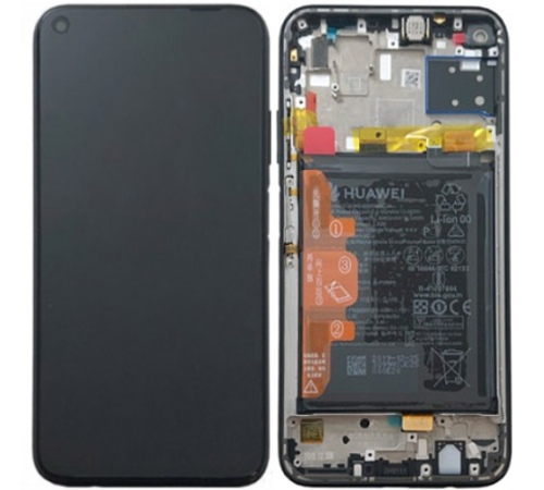 LCD + dotyk + rámeček + baterie pro Huawei P40 Lite, midnight black (Service Pack)