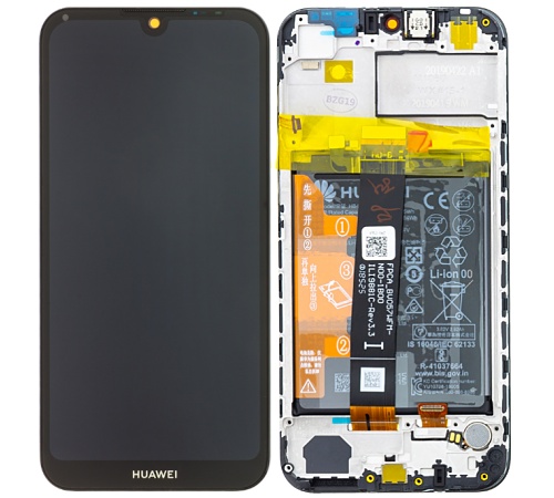 LCD + dotyk + přední  kryt + baterie pro Huawei Y5 2019, black (Service Pack)