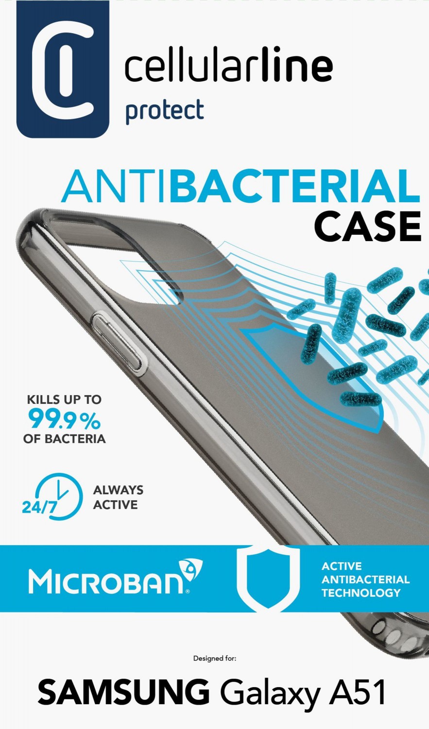 Antimikrobiální kryt, pouzdro, obal Cellularline Antimicrob pro Samsung Galaxy A51 černý