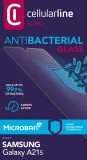 Antimikrobiální ochranné tvrzené sklo Cellularline Antibiom pro Samsung Galaxy A21s, černá