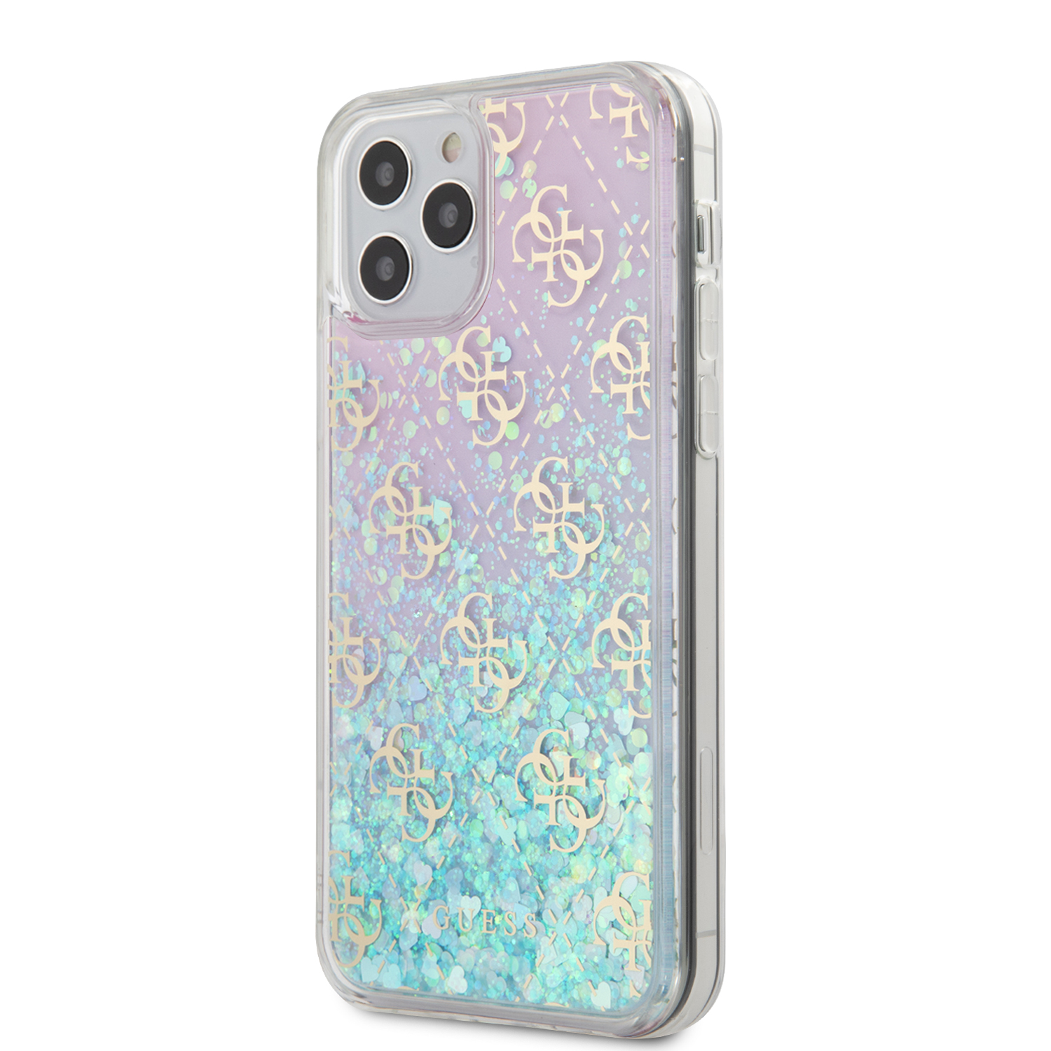 Guess 4G Liquid Glitter Zadní kryt GUHCP12LLG4GGBLPI Apple iPhone 12 Pro Max iridescent