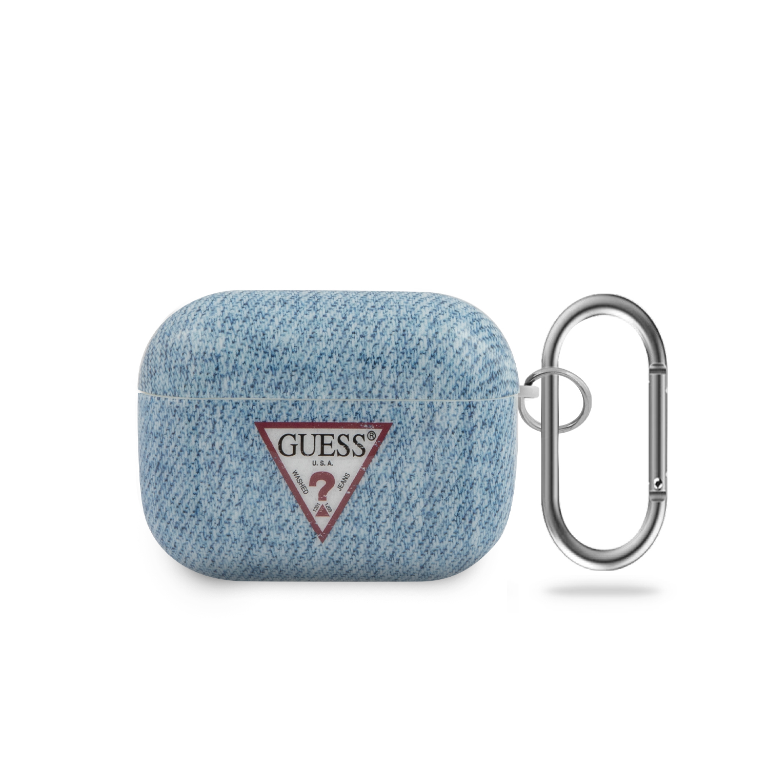 Guess Denim Triangle silikonový kryt GUACAPTPUJULLB Apple Airpods Pro light blue