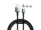 Datový kabel Baseus Zinc Magnetic Cable Kit (Lightning + Type-C + Micro USB), 2M, černá