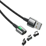 Datový kabel Baseus Zinc Magnetic Cable Kit (Lightning + Type-C + Micro USB), 2M, černá
