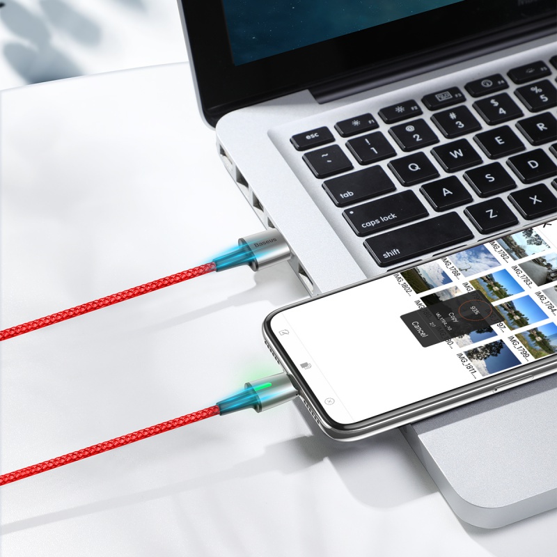 Datový kabel Baseus Zinc Magnetic Cable USB for Lightning, 1.5A, 2M, červená