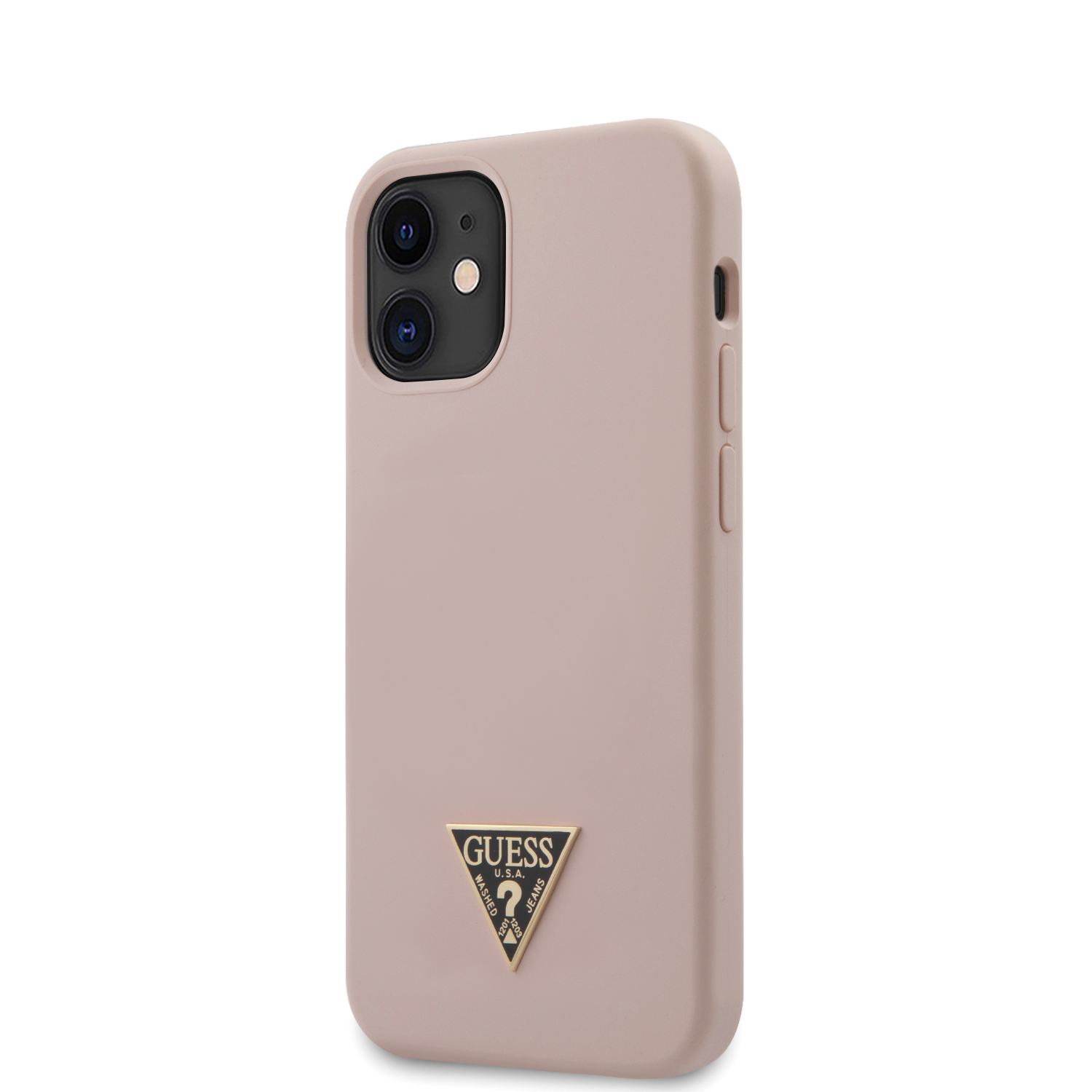 Guess Metal Triangle silikonový kryt GUHCP12SLSTMLP Apple iPhone 12 mini light pink 