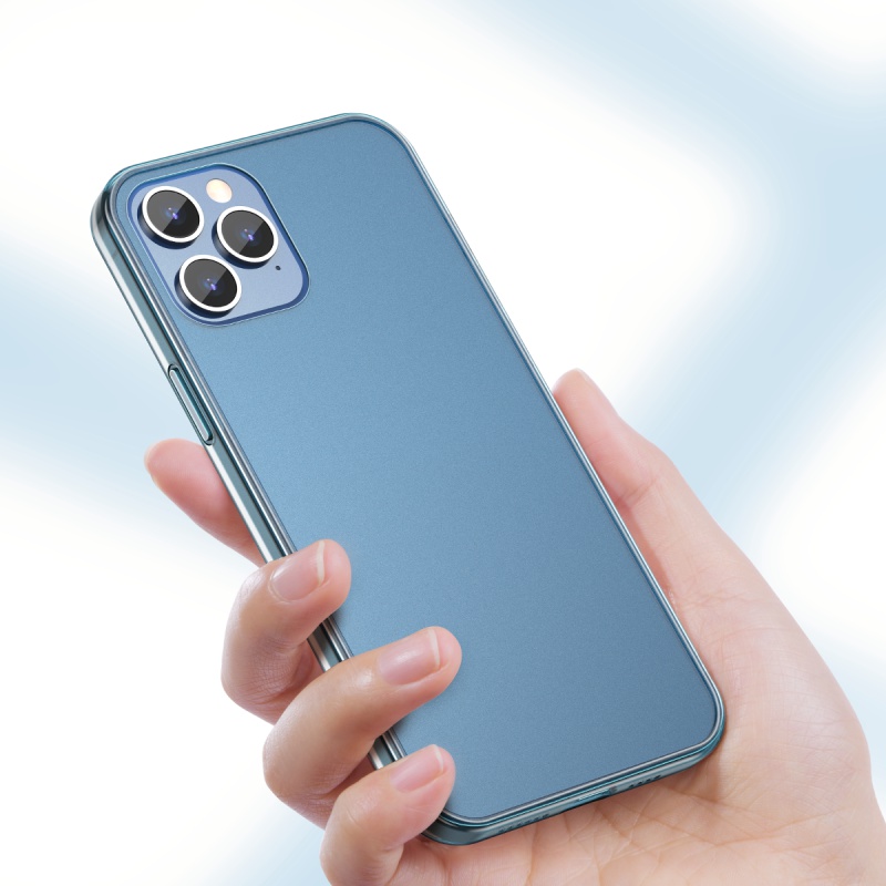 Ochranné pouzdro Baseus Frosted Glass Protective Case pro Apple iPhone 12 Mini, transparentní modrá