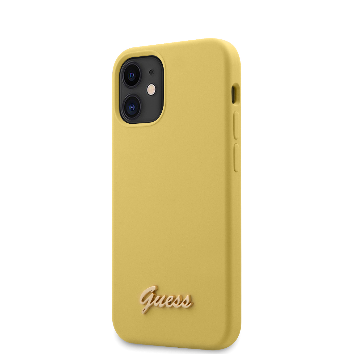 Guess Metal Logo Script silikonový kryt GUHCP12SLSLMGYE Apple iPhone 12 mini yellow
