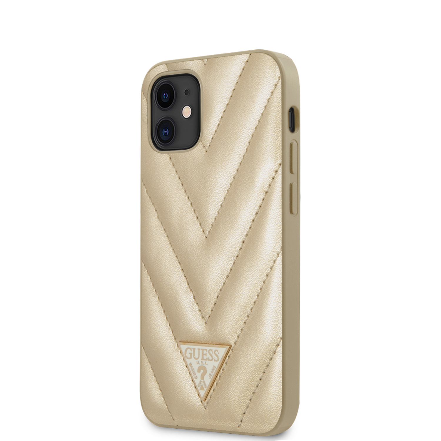 Guess V Quilted zadní kryt GUHCP12SPUVQTMLBE Apple iPhone 12 mini gold