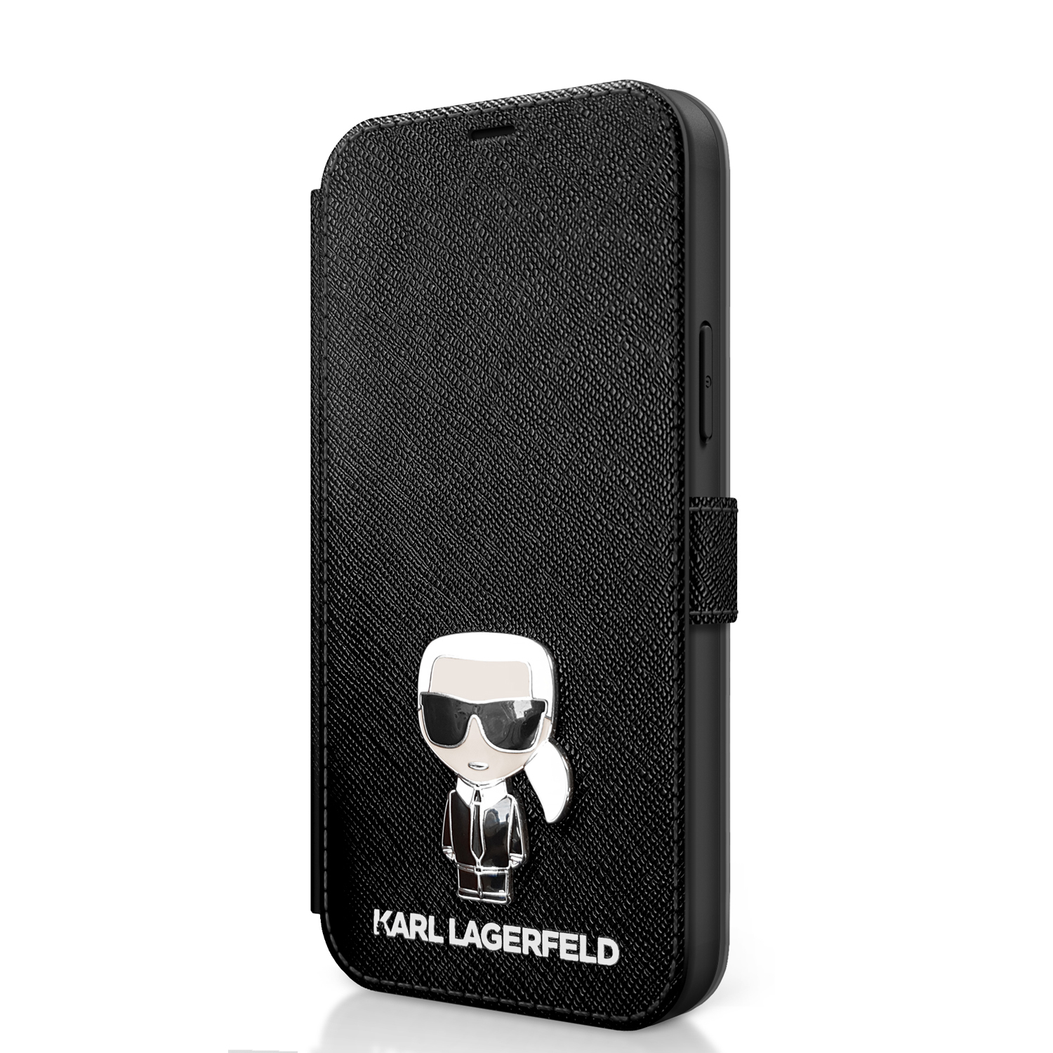 Karl Lagerfeld Saffiano Iconic pouzdro flip KLFLBKP12MIKMSBK Apple iPhone 12/12 Pro black