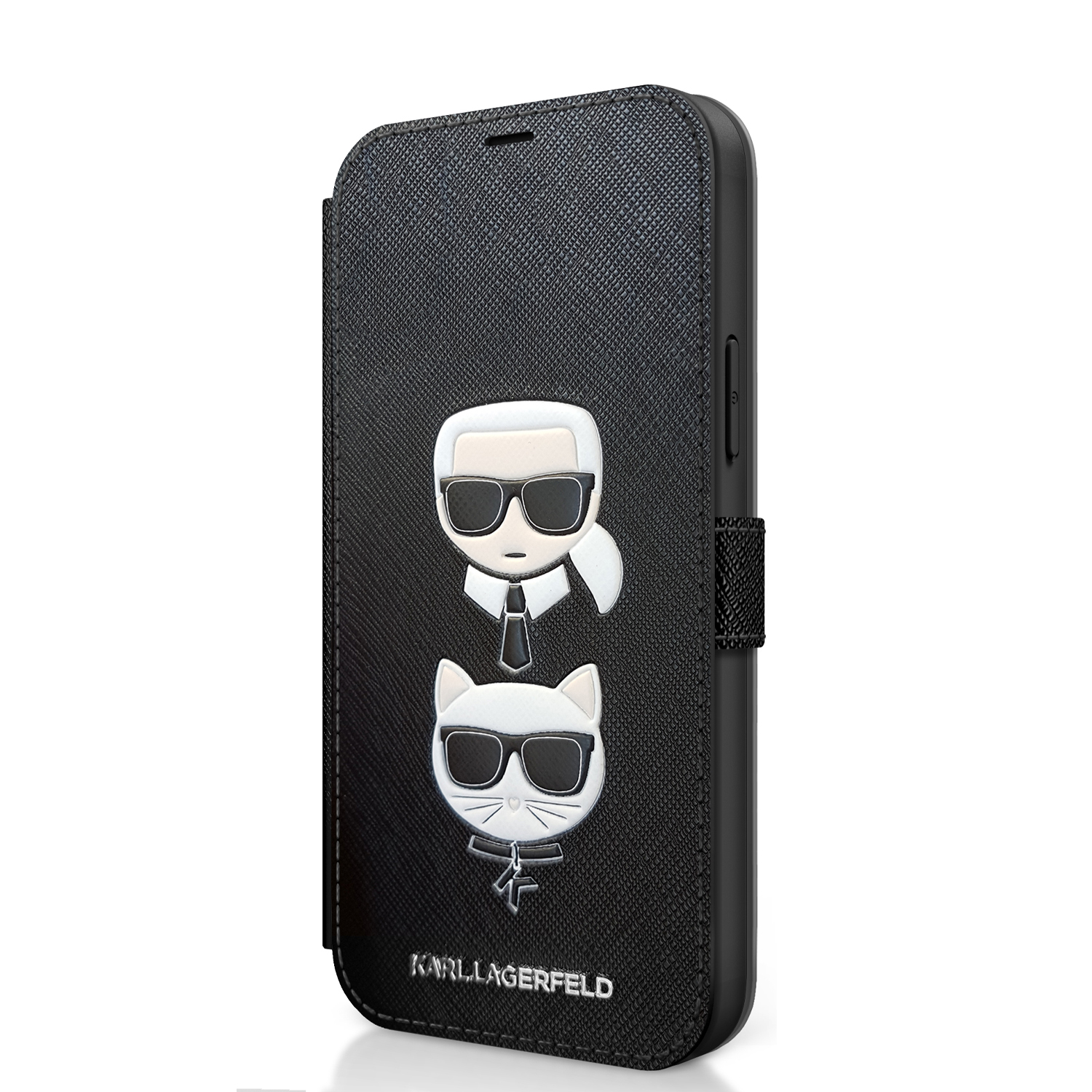 Karl Lagerfeld Saffiano K&C flipové pouzdro KLFLBKP12LSAKICKCBK Apple iPhone 12 Pro Max black