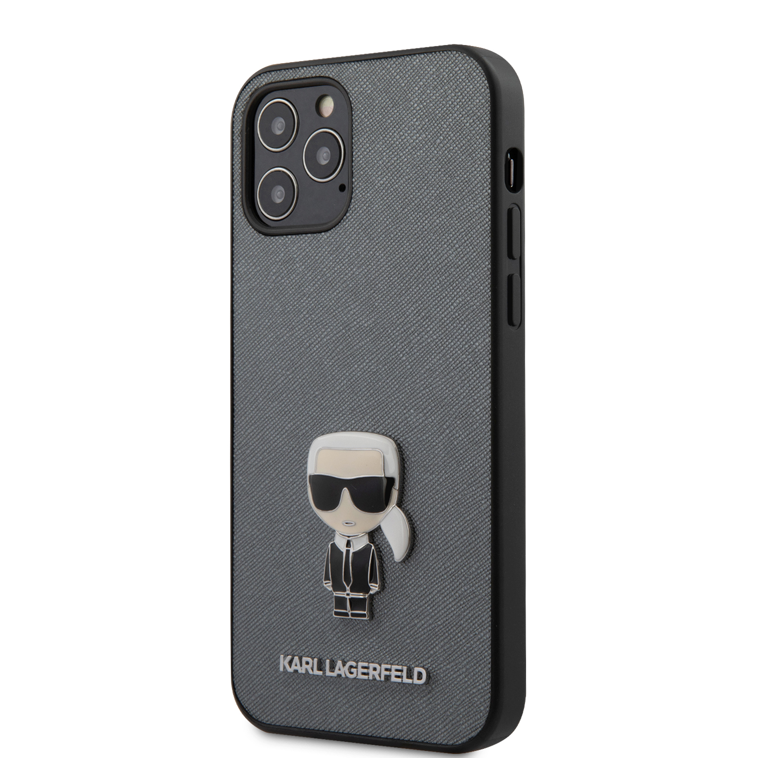 Karl Lagerfeld Saffiano Iconic kryt KLHCP12LIKMSSL Apple iPhone 12 Pro Max silver