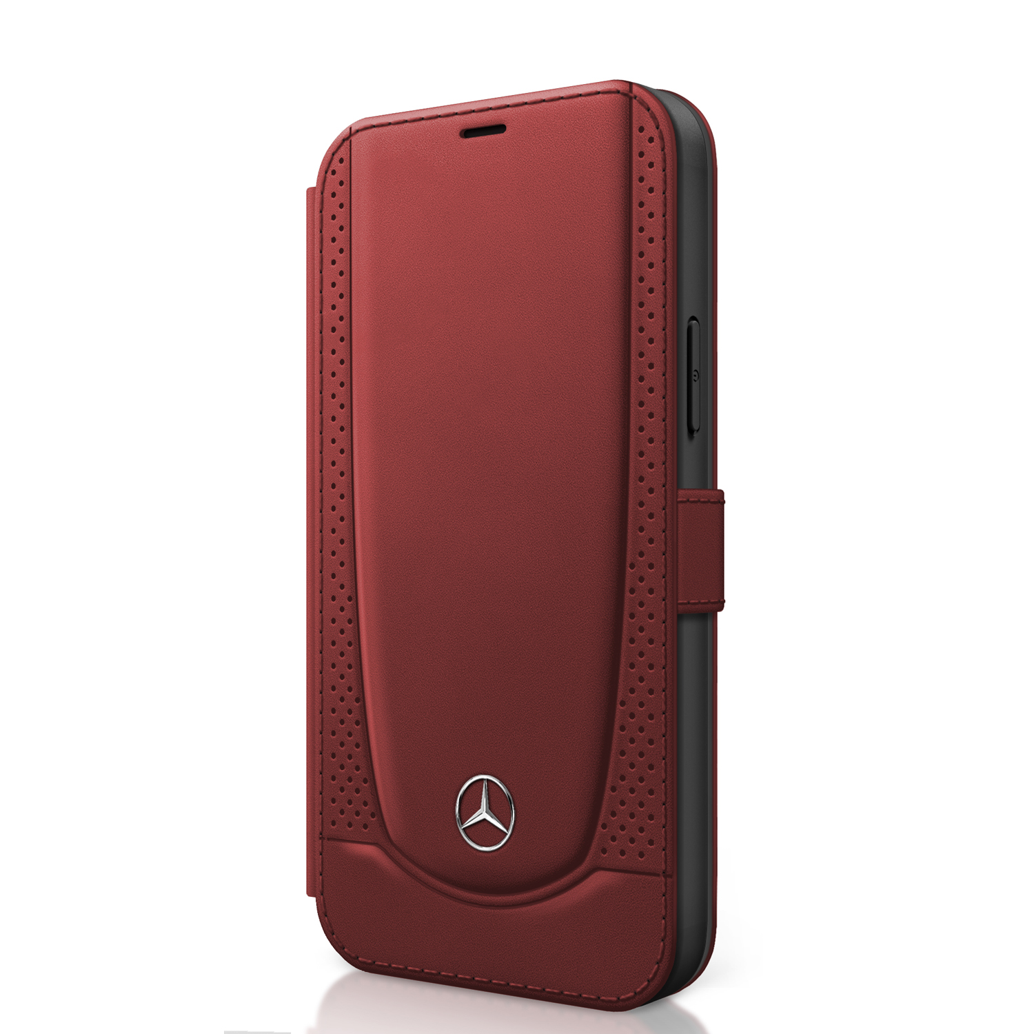 Levně Mercedes Perforated flipové pouzdro MEFLBKP12SARMRE Apple iPhone 12 mini red