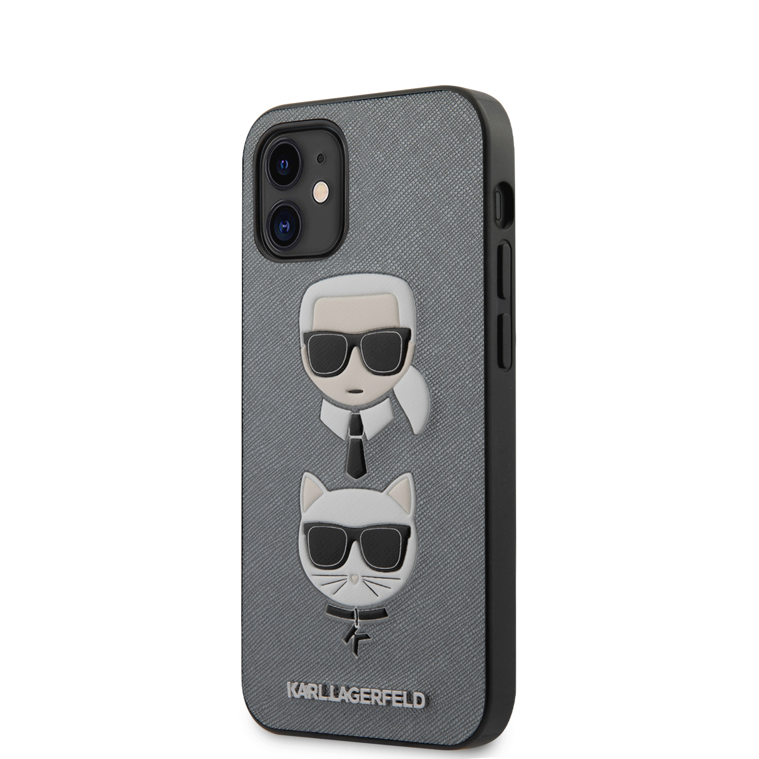 Karl Lagerfeld Saffiano K&C Heads kryt KLHCP12SSAKICKCSL Apple iPhone 12 mini silver