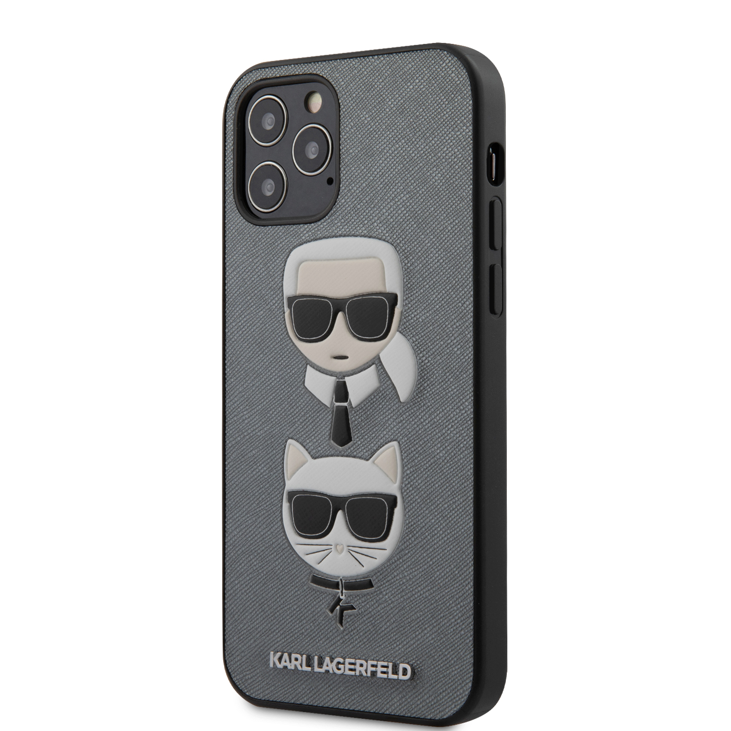 Karl Lagerfeld Saffiano K&C Heads kryt KLHCP12MSAKICKCSL Apple iPhone 12/12 Pro silver