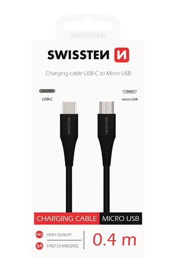 Datový kabel SWISSTEN USB-C / microUSB 0,4m black