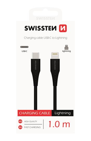 Datový kabel SWISSTEN USB-C / LIGHTNING 1 m black