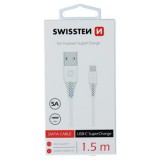 Datový kabel SWISSTEN USB / USB-C SUPER CHARGE 5A 1,5m white