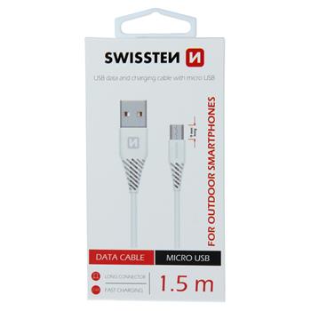 Levně Datový kabel SWISSTEN USB / MICRO USB 1,5m white (9mm)
