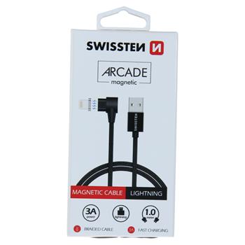 Datový kabel SWISSTEN ARCADE magnetic USB / LIGHTNING 1,2m black