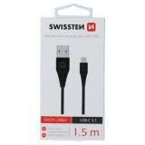 Datový kabel SWISSTEN USB / USB-C 3.1 (7mm) black 1,5m 